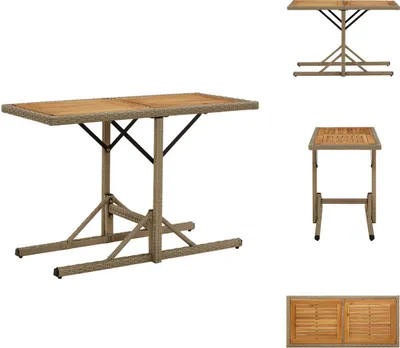 Immagine prodotto di vidaXL Tavolo da giardino beige in legno massiccio di acacia e poly rattan - Tavoli da giardino