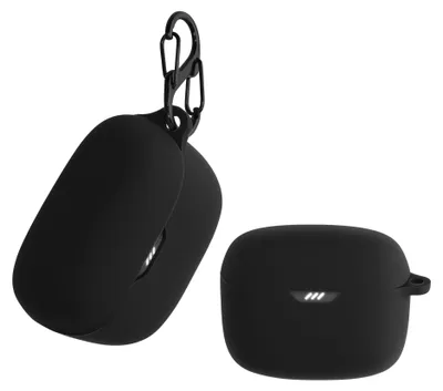 Produktbild von kwmobile Schutzhülle für JBL Tune Buds Hülle - TPU Silikon Case für Kopfhörer Ladecase - stoßfestes Cover mit Karabiner - Schwarz