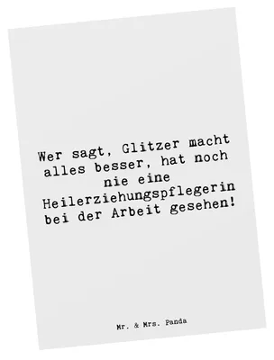 Produktbild von Mr. & Mrs. Panda Postkarte Spruch Heilerziehungspflegerin Glanz - Weiß - Geschenk, Beruf, soziale Teilhabe, Grußkarte, Ansichtskarten, Postkarten, Ansichtskarte, Liebe