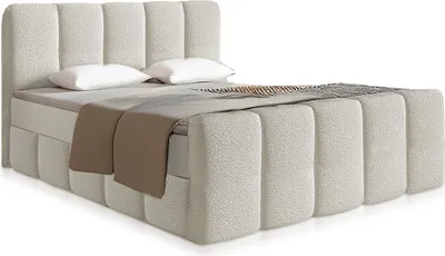 Produktbild von Juskys Boxspringbett Manitoba - Modernes Design mit Bouclé-Stoff - Beige