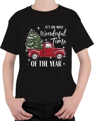 Produktbild von Most Wonderful Time of the Year - Weihnachten Weihnachtsgeschenk Christmas Uni Kinder T-Shirt, Schwarz, 128