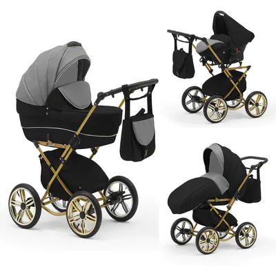 Produktbild von Klassischer Kinderwagen Sorento Gold 4 in 1 inkl. Sportsitz und Autositz in 19 Farben