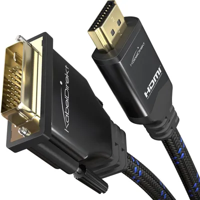 Obrázek produktu pro KabelDirekt – Adaptér kabelu HDMI na DVI – 0,5 m – nylon, obousměrný
