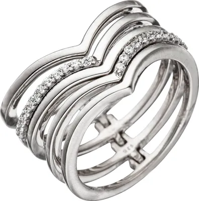 Produktbild von Gr. 52 Damen Ring breit mehrreihig 925 Sterling Silber mit Zirkonia Silberring