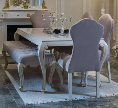 Produktbild von Esszimmer Set Design Garnitur 6tlg. Holz Möbel 4x Stuhl Tisch Hocker Gruppe Neu