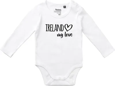 Produktbild von Huuraa Baby Body Ireland my love 62 White  Baumwolle Fairtrade Langarmbody Geschenkidee