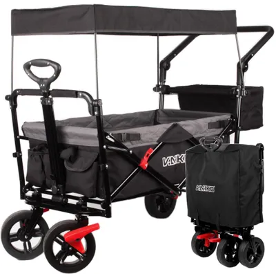 Produktbild von Bollerwagen Faltbar Handwagen Klappbar Gartenwagen mit Dach Transportwagen Gurte