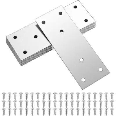 Productafbeelding van Platteverbinder, roestvrij staal, 10 stuks. Perforatieplaat 128x48mm. Argent 128x48mm