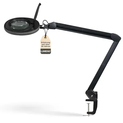 Produktbild von Lumeno 7213/15/18SW Lupenleuchte/Arbeitsplatzlampe 60 LEDs, farbiger Gummischutz Farbe: Schwarz, Größe: 8 Dioptrien