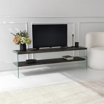 Zdjęcie produktu dla Skye Decor, Aqua TV - Anthracite, podstawa pod telewizor, 100% szkło hartowane, antracyt, 140 x 35 x 45 cm