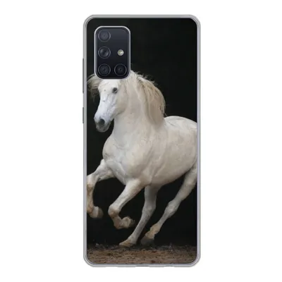 Produktbild von MuchoWow® Handyhülle Schutzhülle Hülle für Samsung Galaxy A51 Pferde - Schwarz - Porträt Silikon Softcase Handy Hülle - Schutzabdeckung