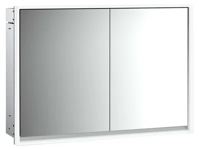 Image de emco loft Armoire de toilette avec éclairage, 1000mm, 2 portes, modèle à encastrer, aluminium/miroir, 979805113
