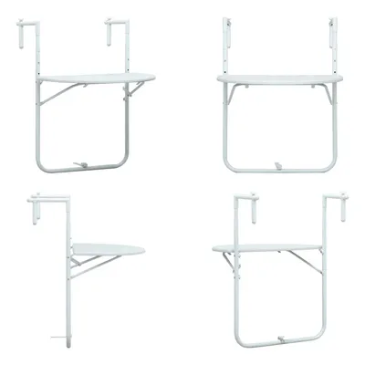Produktbild von vidaXL Balkonhängetisch Weiß 60 x 64 x 83,5 cm Kunststoff Rattanoptik - Balkontisch - Balkontische - Outdoor-Tisch - Outdoor-Tische