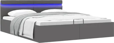 Immagine prodotto di Letto con contenitore VidaXL, sistema idraulico, con LED, grigio, Pelle finta, 160×200 cm