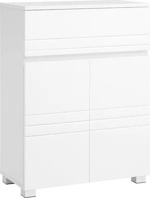 Obrázok produktu pre Kúpeľňová skrinka Rootz – biela úložná skrinka – dvierka z MDF – korpus z drevotriesky – nastaviteľná polica – ochrana proti prevráteniu – 60 cm x 30 cm x 80 cm