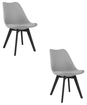 Image de Chaise - Leobert - Mark - Gris/Pieds Noirs - 49 X 43 X 82 Cm - Lot De 2