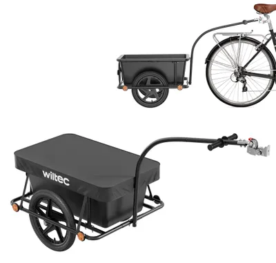 Produktbild von Wiltec Fahrrad Lastenanhänger 158x69x51 cm bis 80 kg, Fahrradanhänger mit 90 L Transportwanne, Kupplung und Luftreifen, Handwagen Anhänger für Fahrrad