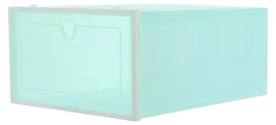 Obrázok produktu pre Sada obuvníc – 20 kusov, skladacie obuvnice – skladovateľné úložné boxy na topánky – priehľadné dvierka – 33 × 23 × 14 cm – zelená farba