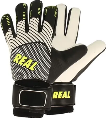 Produktbild von Real Fusion Torwarthandschuhe Kinder - Schwarz / Weiß / Neongelb  | Größe: 5