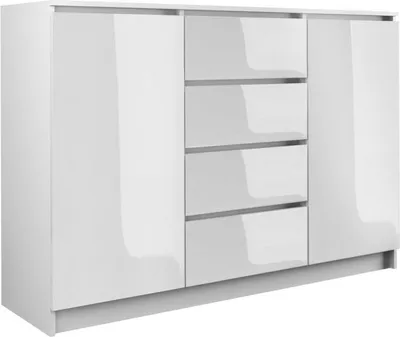 Produktbild von Kommode mit 4 Schubladen 2 Schränke 120cm Klamotenschrank Sideboard Anrichte hol