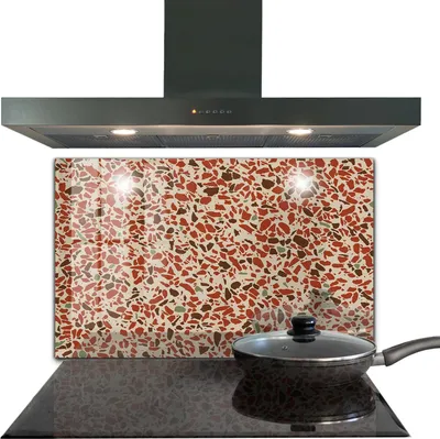 Produktbild von Spritzschutz aus Glas Küchenrückwand - Wandschutz für Herd und Spüle - 100x70 cm - Struktur Terrazzo Stein