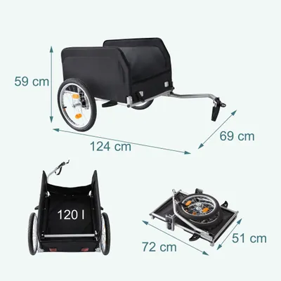 Image de Remorque cargo pliable pour vélo avec housse imperméable