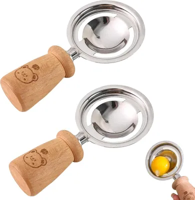 Produktbild von Eierscheider 2er-Set, 2-Loch-Design, Edelstahl mit Holzgriff, für die Küche