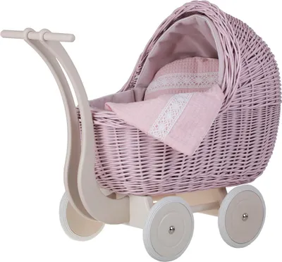 Produktbild von LILI Puppenwagen aus Weide Rosa 48X28 H26/47 CM