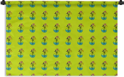 Produktbild von MuchoWow® Wandteppich Wandbehang Blumen - Vasen - Muster 120x80 cm Tapisserie Dekoration Wandtuch - Wanddekorationen - Wandtücher