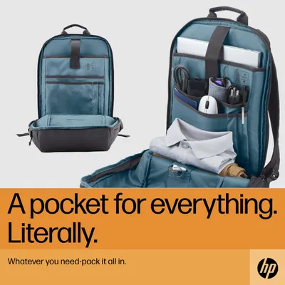 Produktbild von HP Reise-Laptop-Rucksack, 18 Liter, 39,6 cm (15,6 Zoll), Iron Grey, Rucksack, 39,6 cm (15.6"), 510 g