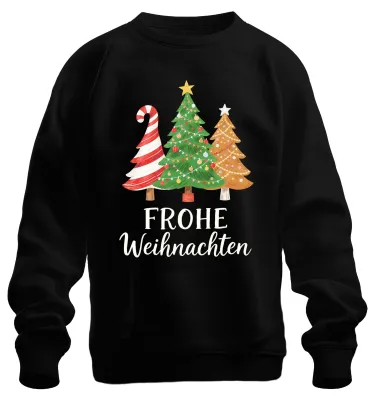 Produktbild von FROHE Weihnachten Weihnachtsbaum Tannenbaum Zuckerstange Sweatshirt Pullover, Schwarz, 3XL