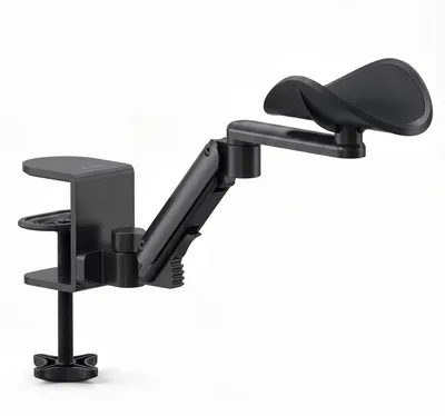 Produktbild von di volio Armauflage Schreibtisch DV-194ODA – ergonomische Ellbogenstütze aus Aluminium, verstellbare Unterarmauflage für Gamer und Büro (Schwarz)