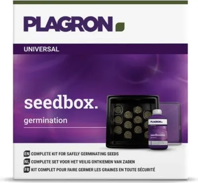 A product box for a seed germination kit, showing the packaging and contents.