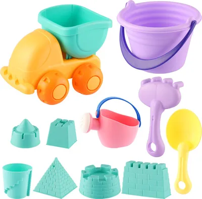 Produktbild von 11 Stück Kids Beach Toys Set für Kleinkinder Beach Fun Sand Toy Set Beach Bucket