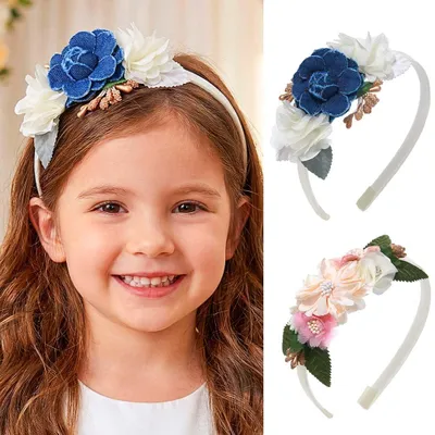 Immagine prodotto di Fasce per capelli a tema "ragazza dei fiori" - Accessori per capelli rosa con fiori, ideali per bambine