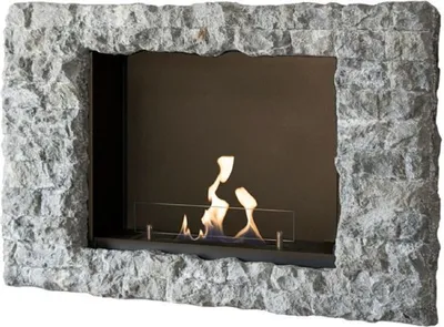 Produktbild von Casa Padrino Luxus Bioethanol Wandkamin Grau 97 x 19 x H. 65 cm - Wohnzimmer Kamin in Steinoptik - Wohnzimmer Deko Accessoires - Luxus Möbel - Luxus Bioethanol Wandkamine