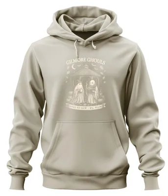 Productafbeelding van Gilmore Ghouls: Waar je ook bent, ik volg je. Geister Halloween pompoen, uni hoodie, natuurlijke kleur, maat L