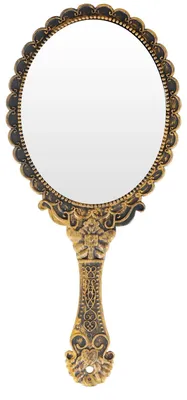 Imagen del producto de Espejo de mano, mini, forma elíptica, color bronce, tamaño compacto, ideal para maquillaje