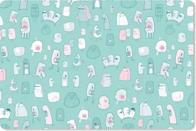 Produktbild von MuchoWow® Schreibtischunterlage Monster - Muster - Pastell 60x40 cm - XXL Mauspad - Großes Mauspad
