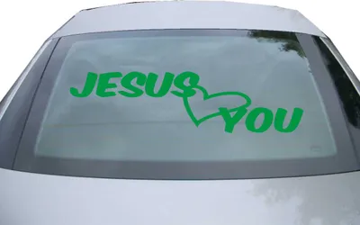 Produktbild von Indigos UG - Aufkleber Heckscheibe & Motorklappe DE7010 - grün - 600x157 mm - Jesus love you Christentum - Auto Scheiben Fenster Heckklappe Tuning Racing JDM - Die cut