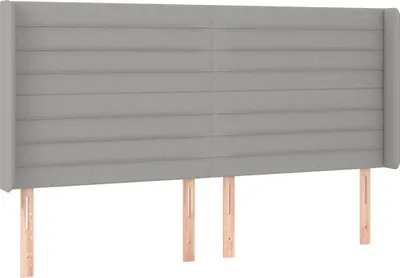 Produktbild von Kopfteil mit Ohren Hellgrau 183x16x118/128 cm Stoff