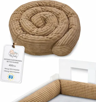 Produktbild von Seitenschläferkissen Bettschlange Body Pillow 400 cm Baumwolle - Kopfkissen lang Bettrolle Schlafkissen Nackenrolle Braun