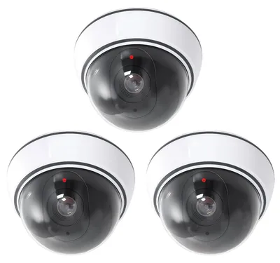 Productafbeelding van Dome dummy camera met knipperend ledlicht: set van 3 dummy camera voor binnen en buiten