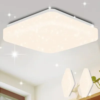 Produktbild von ZMH Led Deckenleuchte 2er Sternenhimmel Deckenlampe Modern Klein Eckig 15W 4000K 21cm Neutralweiß für Schlafzimmer Treppenhaus Küche Wohnzimmer Büro Flur