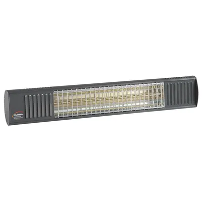 A gray infrared heater is shown against a white background.