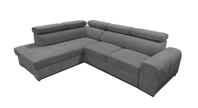 Produktbild von Wohnero24 Ecksofa PAVONE 4 208 x 263 cm – modernes Chenille Sofa Dunkelgrau mit Schlaffunktion 190 x 125 cm & Bettkasten, verstellbare Kopfstützen