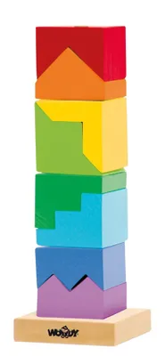 Produktbild von Woody 91102 Holzspielzeug Steckturm / Steckspiel / stapelspiel mit bunten Holzklötzen