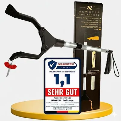 Produktbild von [75-111cm] Greifzange für Senioren, Greifer mit Aluminium Teleskop Stange für individuelle Einstellung & starkem Griff mit 360° Drehkopf, Ergonomisch