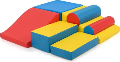Produktbild von Schaumstoff-Bausteine - 7-teiliges Set - Weich & groß - Klettern & Toben - XXL-Spielblöcke - Für Kinder 3–6 Jahre - Mehrfarbig