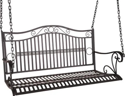 Produktbild von Garten-Hängebank SILVIA - 114cm Breit, Eisen, Schwarz | Hängebank Garten Wetterfest Sitzbank Outdoor